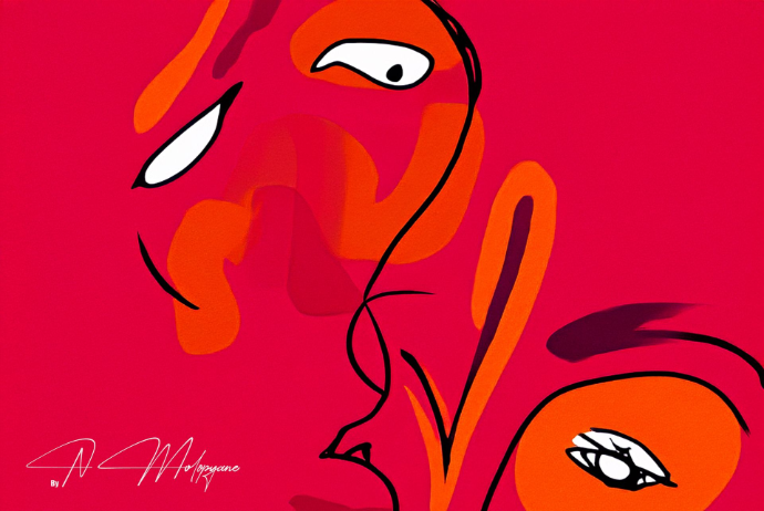 Sad faces in love Abstract Art