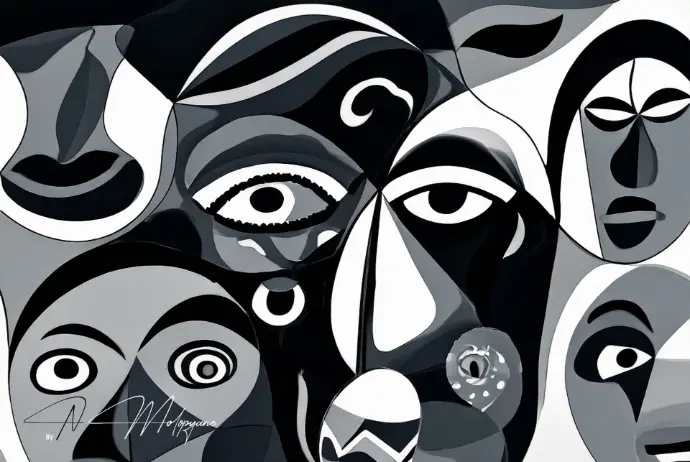 Black Face Abstract Art